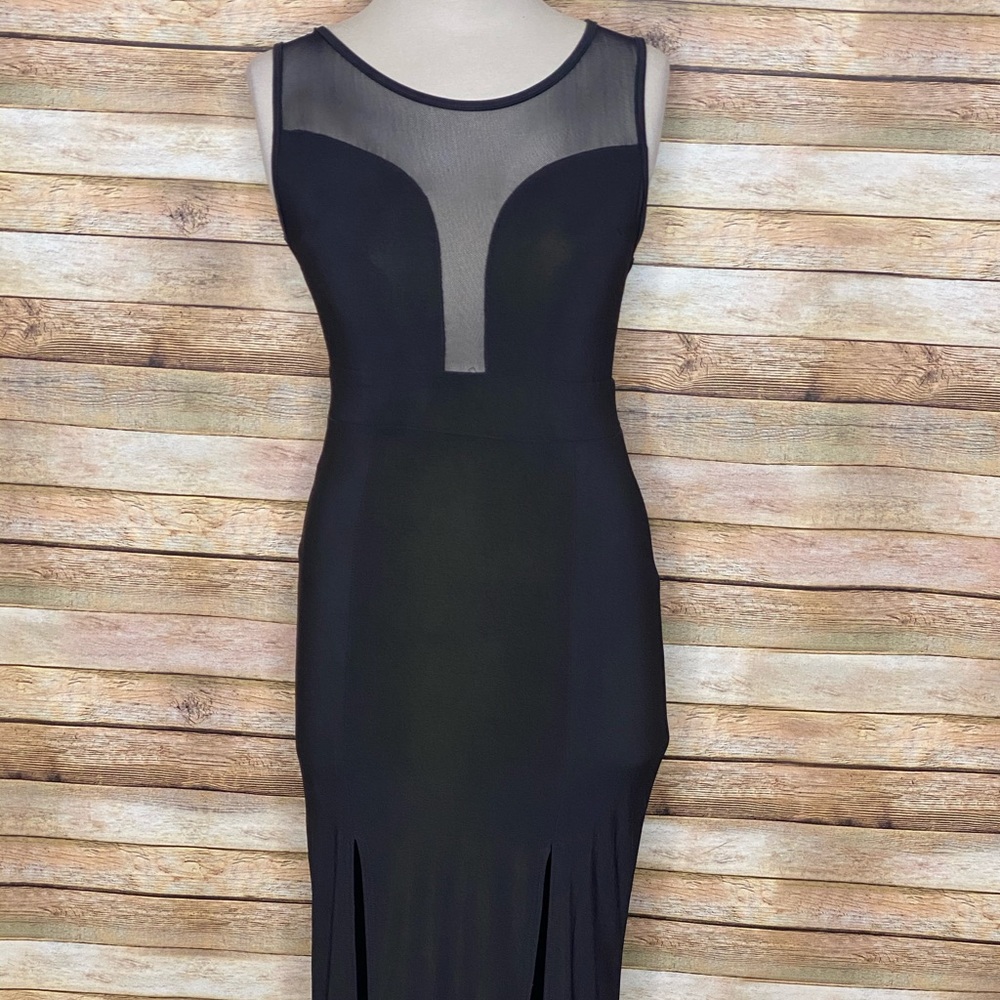 Maxi Dress| Mesh Detail| Black| Medium